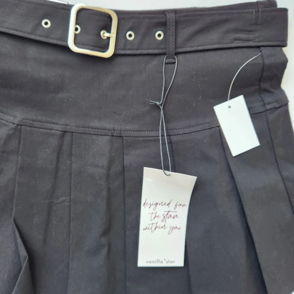 School Girl Pleated Mini Skirt Black Belted Prep School Preppy Academia Small - Picture 7 of 16